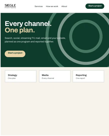 Mockup of a Siegle Partners web page