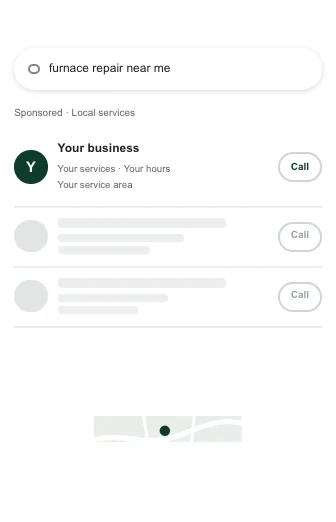 Empty Local Services Ads layout with placeholder details