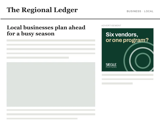 Mockup of a Siegle Partners display ad