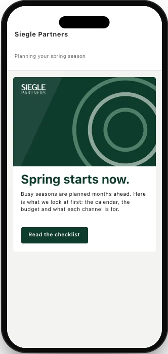 Mockup of a Siegle Partners email