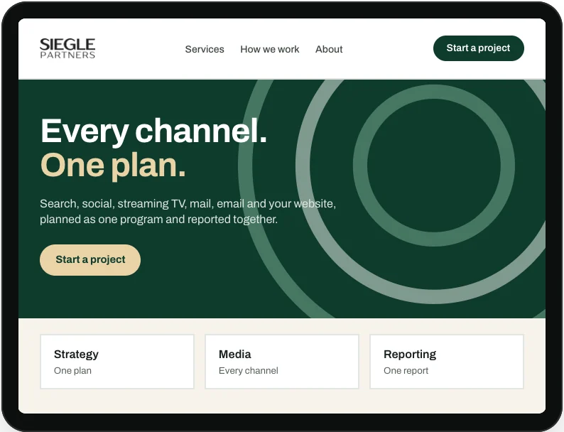 Mockup of a Siegle Partners web page